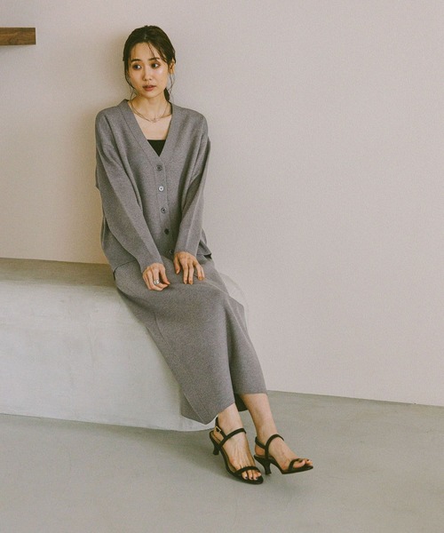 GLOBAL WORK（グローバルワーク）の「スウェットライクVネックカーディガン/571348（カーディガン/ボレロ・レディース・フューシャピンク/グリーン系その他6/グレー/ブラック/アイボリー・MEDIUM/LARGE）」の6枚目の写真