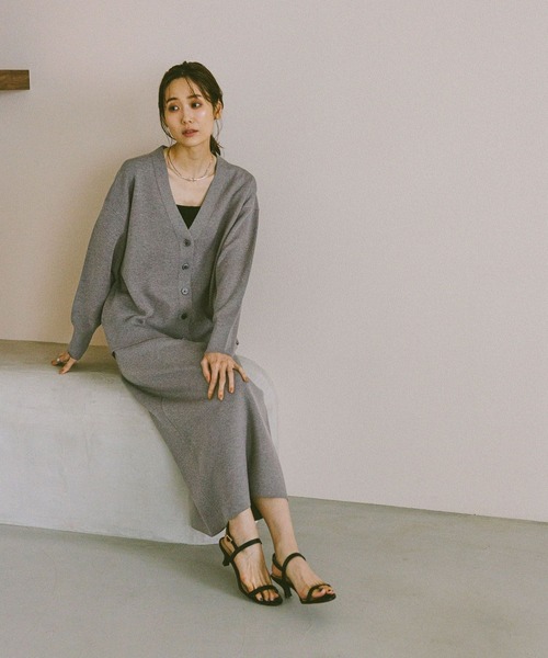 GLOBAL WORK（グローバルワーク）の「スウェットライクVネックカーディガン/571348（カーディガン/ボレロ・レディース・フューシャピンク/グリーン系その他6/グレー/ブラック/アイボリー・MEDIUM/LARGE）」の7枚目の写真