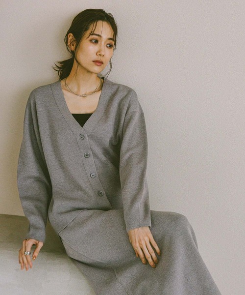 セール】スウェットライクVネックカーディガン/571348（カーディガン