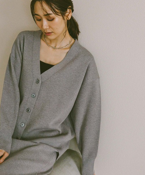 セール】スウェットライクVネックカーディガン/571348（カーディガン