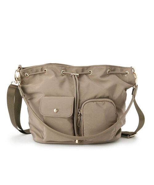 SHOO・LA・RUE(シューラルー)の「【撥水】2WAY巾着ショルダーバッグ(ショルダーバッグ・レディース・ダークグレー/ブラウン系/ブラック・00)」の11枚目の写真