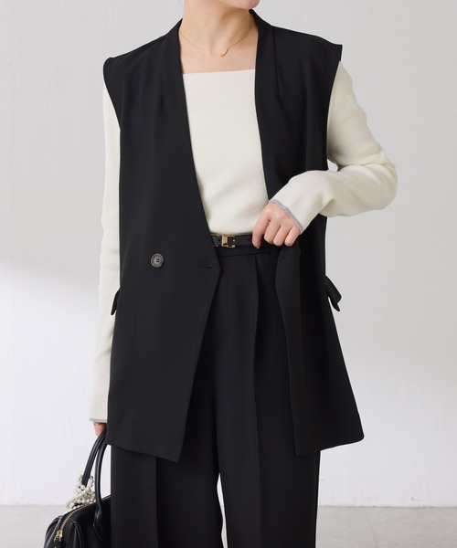 COLLAGE GALLARDAGALANTE（コラージュガリャルダガランテ）の「イージーセットアップ/2点セットアイテム/セレモニー対応/WEB限定（セットアップ・レディース・ブラック/ベージュ/グレー・FREE）」の4枚目の写真