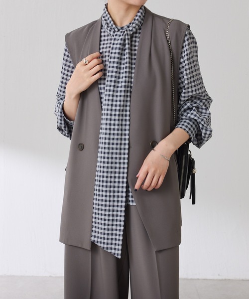 COLLAGE GALLARDAGALANTE（コラージュガリャルダガランテ）の「イージーセットアップ/2点セットアイテム/セレモニー対応/WEB限定（セットアップ・レディース・ブラック/ベージュ/グレー・FREE）」の16枚目の写真