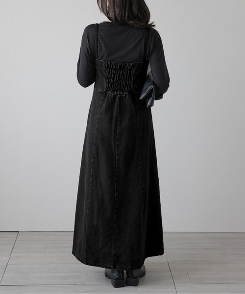 AMELY（エミリー）の「フロントジップデニムワンピース（ジャンパースカート・レディース・ブラック/ブルー・M/L）」の7枚目の写真