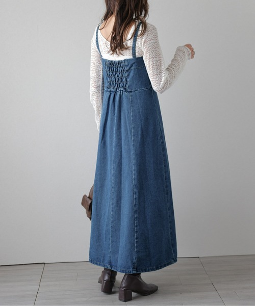 AMELY（エミリー）の「フロントジップデニムワンピース（ジャンパースカート・レディース・ブラック/ブルー・M/L）」の14枚目の写真