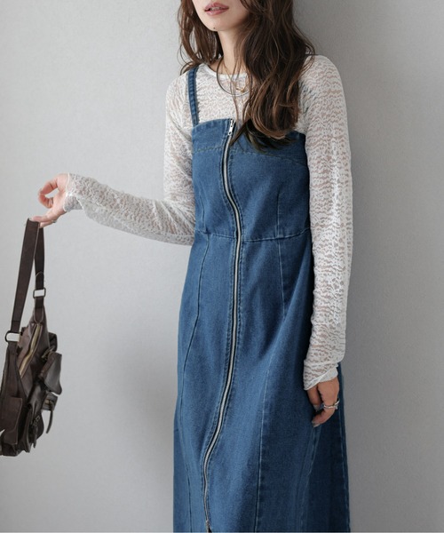 AMELY（エミリー）の「フロントジップデニムワンピース（ジャンパースカート・レディース・ブラック/ブルー・M/L）」の16枚目の写真