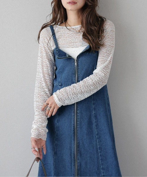 AMELY（エミリー）の「フロントジップデニムワンピース（ジャンパースカート・レディース・ブラック/ブルー・M/L）」の17枚目の写真
