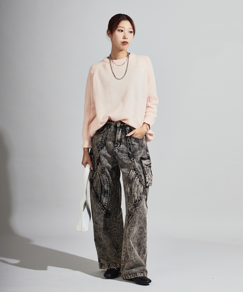 Chick（チック）の「Wide Silhouette Baggy Cargo Pants / ワイドシルエット バギーカーゴパンツ（カーゴパンツ・レディース・ブラック/ダークグレー・FREE）」の9枚目の写真