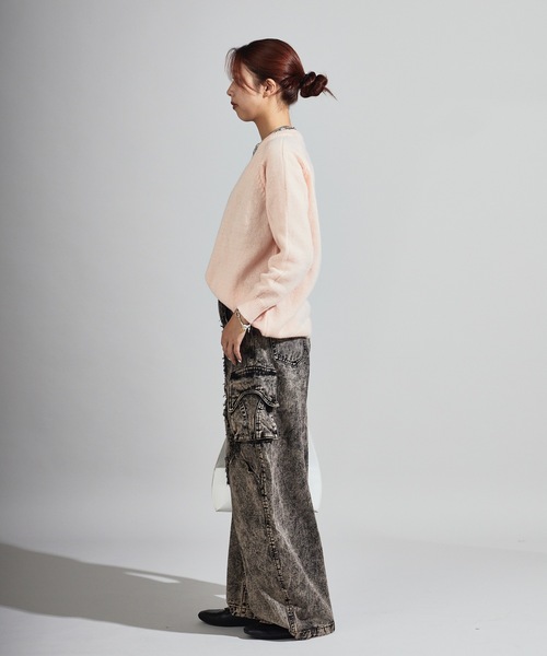 Chick（チック）の「Wide Silhouette Baggy Cargo Pants / ワイドシルエット バギーカーゴパンツ（カーゴパンツ・レディース・ブラック/ダークグレー・FREE）」の10枚目の写真