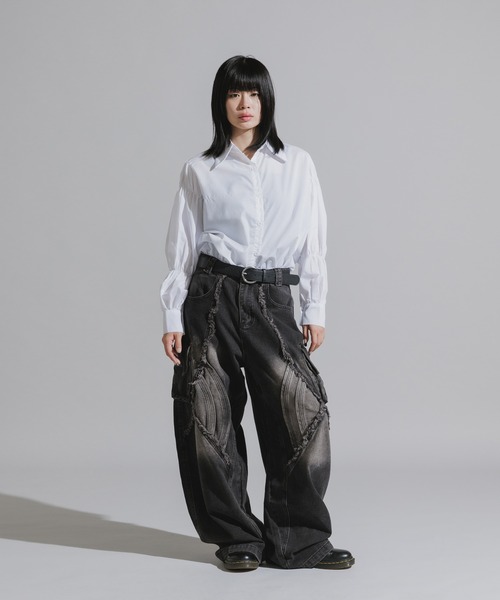 Chick（チック）の「Wide Silhouette Baggy Cargo Pants / ワイドシルエット バギーカーゴパンツ（カーゴパンツ・レディース・ブラック/ダークグレー・FREE）」の14枚目の写真