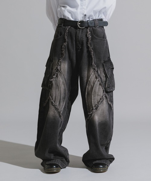 Chick（チック）の「Wide Silhouette Baggy Cargo Pants / ワイドシルエット バギーカーゴパンツ（カーゴパンツ・レディース・ブラック/ダークグレー・FREE）」の3枚目の写真