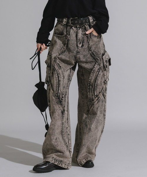 Chick（チック）の「Wide Silhouette Baggy Cargo Pants / ワイドシルエット バギーカーゴパンツ（カーゴパンツ・レディース・ブラック/ダークグレー・FREE）」の19枚目の写真