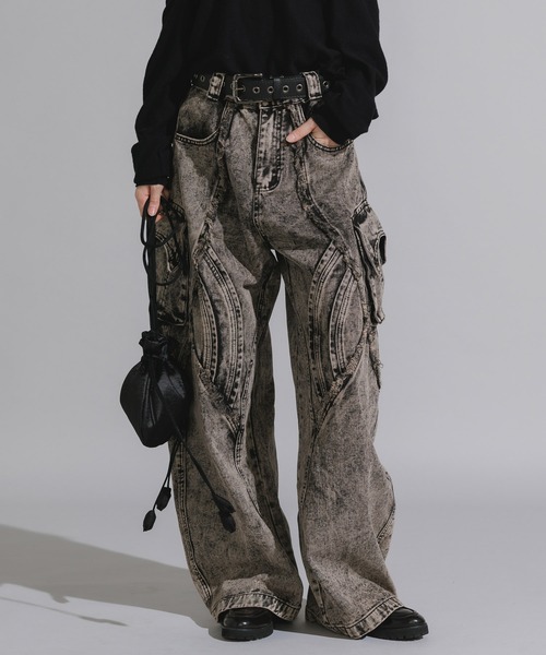 Chick（チック）の「Wide Silhouette Baggy Cargo Pants / ワイドシルエット バギーカーゴパンツ（カーゴパンツ・レディース・ブラック/ダークグレー・FREE）」の20枚目の写真