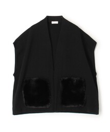 トゥモローランド　ウールカーディガン ウールナイロンブークレー フロントオープンカーディガン