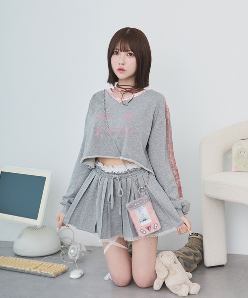 rumnel:(ルムネル)の「【セットアップ可能】ベロアコンビVネックスウェット / velour combo v-neck sweatshirt(スウェット・レディース・グレー/ライトブルー・FREE)」の7枚目の写真