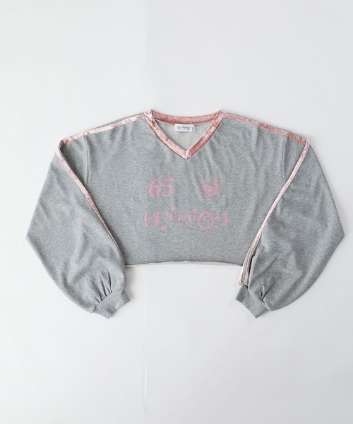 rumnel:(ルムネル)の「【セットアップ可能】ベロアコンビVネックスウェット / velour combo v-neck sweatshirt(スウェット・レディース・グレー/ライトブルー・FREE)」の9枚目の写真