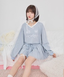 rumnel:（ルムネル）の「【セットアップ可能】ベロアコンビVネックスウェット / velour combo v-neck sweatshirt（スウェット）」