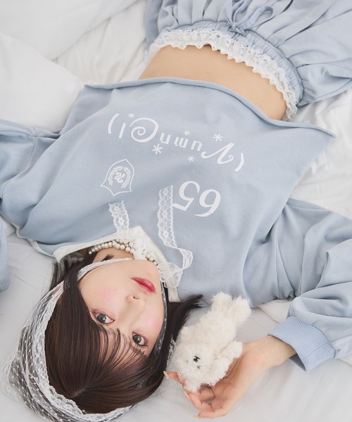 rumnel:(ルムネル)の「【セットアップ可能】ベロアコンビVネックスウェット / velour combo v-neck sweatshirt(スウェット・レディース・グレー/ライトブルー・FREE)」の18枚目の写真