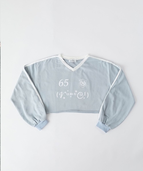 rumnel:(ルムネル)の「【セットアップ可能】ベロアコンビVネックスウェット / velour combo v-neck sweatshirt(スウェット・レディース・グレー/ライトブルー・FREE)」の21枚目の写真