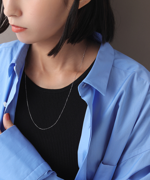 WEB限定》シャインカットアズキチェーンネックレス 50cm WG K10