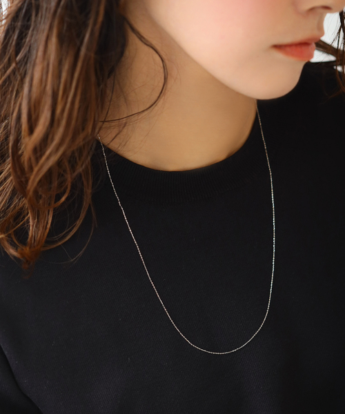 WEB限定》シャインカットアズキチェーンネックレス 50cm WG K10