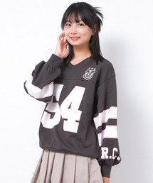 RiCO SUCRE（リコシュクレ）の「【裏毛】Vネック袖ラインナンバリングトレーナー（スウェット・キッズ）」