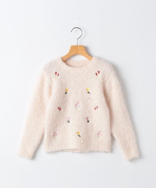 SHIPS KIDS:80～90cm / 〈洗濯機可能〉シャギー エンブロイダリー ニット