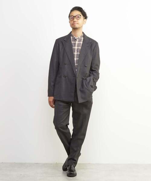 MEN'S MELROSE(メンズメルローズ)の「ツィーディージャージコンフォートパンツ(セットアップ可)(スラックス・メンズ・チャコールグレー/グレー・3/4/2)」の4枚目の写真