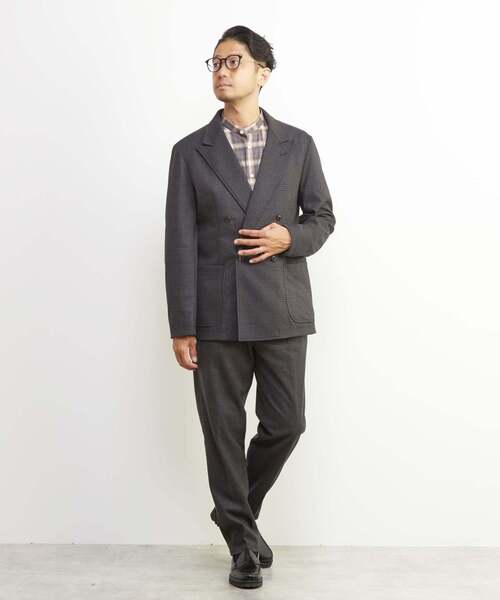 MEN'S MELROSE(メンズメルローズ)の「ツィーディージャージコンフォートパンツ(セットアップ可)(スラックス・メンズ・チャコールグレー/グレー・3/4/2)」の3枚目の写真