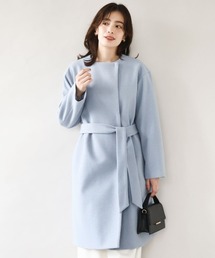 OFUON｜オフオン（レディース）のノーカラーコート（ブルー・ネイビー