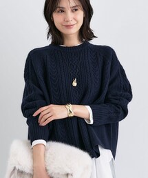 INDIVI | 【洗える】ケーブルデザイン ラウンドヘムニット(ニット/セーター)