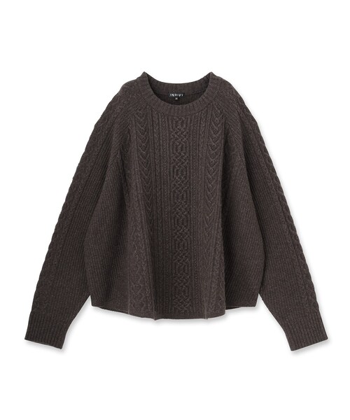 INDIVI（インディヴィ）の「【洗える】ケーブルデザイン ラウンドヘムニット（ニット/セーター・レディース・オフホワイト/グレー系4/ブラウン系その他5/ネイビー・38/15 /13/05）」の5枚目の写真