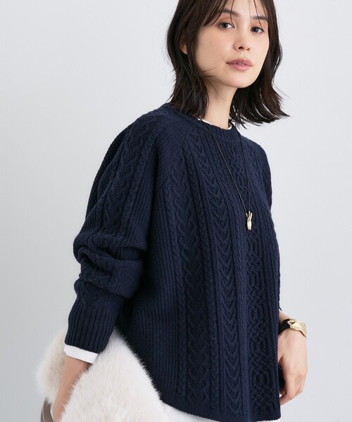 INDIVI（インディヴィ）の「【洗える】ケーブルデザイン ラウンドヘムニット（ニット/セーター・レディース・オフホワイト/グレー系4/ブラウン系その他5/ネイビー・38/15 /13/05）」の10枚目の写真