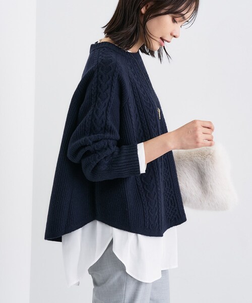 INDIVI（インディヴィ）の「【洗える】ケーブルデザイン ラウンドヘムニット（ニット/セーター・レディース・オフホワイト/グレー系4/ブラウン系その他5/ネイビー・38/15 /13/05）」の11枚目の写真