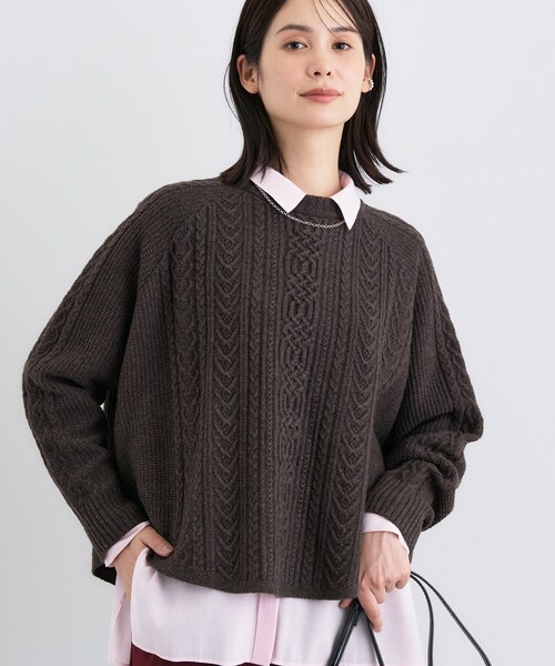 INDIVI（インディヴィ）の「【洗える】ケーブルデザイン ラウンドヘム