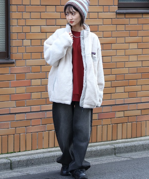 Theory 24SS ウォッシャブル ボーイフレンドジャケット　アイボリー　0 CHAROL - ノーカラー ボア ダッフル ジャケット ホワイト | 3RD[i