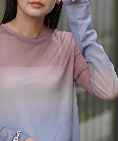 Marient(マリエント)の「グラデーションシアーTOPS(Tシャツ/カットソー・レディース・ピンク/ブラウン・FREE)」の15枚目の写真