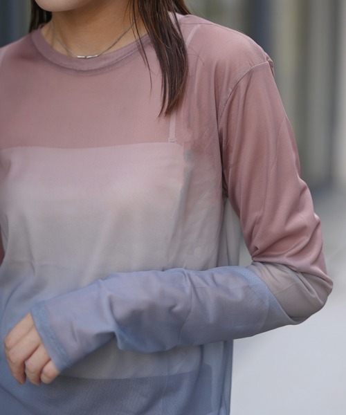 Marient(マリエント)の「グラデーションシアーTOPS(Tシャツ/カットソー・レディース・ピンク/ブラウン・FREE)」の18枚目の写真