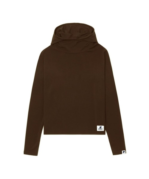 A BATHING APE（アベイシングエイプ）の「LONG SLEEVE HOODED T-SHIRT（Tシャツ/カットソー・レディース・ネイビー/ブラウン・X-SMALL/SMALL）」の2枚目の写真