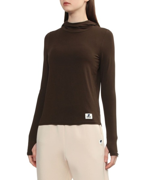 A BATHING APE（アベイシングエイプ）の「LONG SLEEVE HOODED T-SHIRT（Tシャツ/カットソー・レディース・ネイビー/ブラウン・X-SMALL/SMALL）」の5枚目の写真