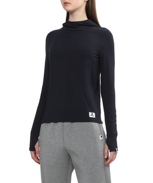 A BATHING APE（アベイシングエイプ）の「LONG SLEEVE HOODED T-SHIRT（Tシャツ/カットソー・レディース・ネイビー/ブラウン・X-SMALL/SMALL）」の6枚目の写真
