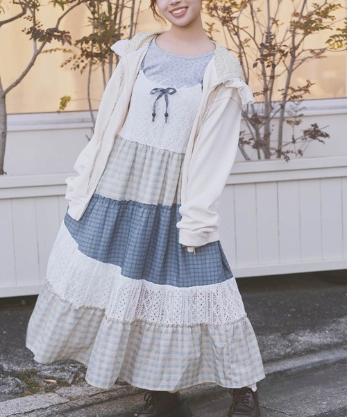 ロングキャミワンピース/パッチワーク/NEO森ガール（ワンピース