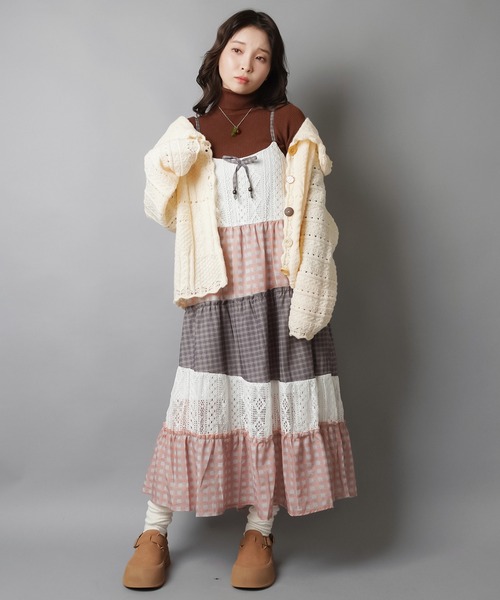 ロングキャミワンピース/パッチワーク/NEO森ガール（ワンピース