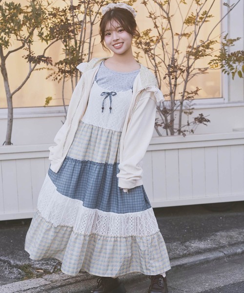 ロングキャミワンピース/パッチワーク/NEO森ガール（ワンピース