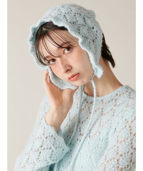 LILY BROWN（リリーブラウン）の「スノーニットバブーシュカ（その他ヘアアクセサリー・レディース・ホワイト/ライトブルー/グレー・F）」の3枚目の写真