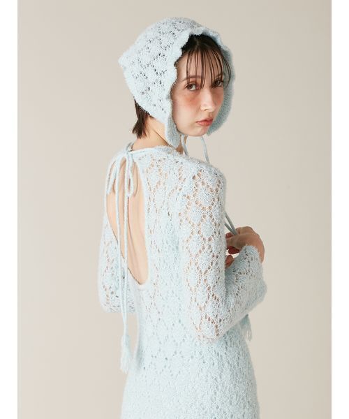 LILY BROWN（リリーブラウン）の「スノーニットバブーシュカ（その他ヘアアクセサリー・レディース・ホワイト/ライトブルー/グレー・F）」の16枚目の写真