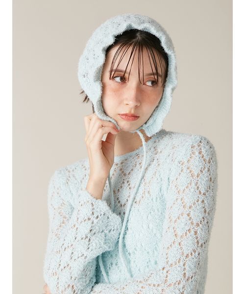 LILY BROWN（リリーブラウン）の「スノーニットバブーシュカ（その他ヘアアクセサリー・レディース・ホワイト/ライトブルー/グレー・F）」の17枚目の写真