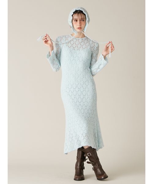 LILY BROWN（リリーブラウン）の「スノーニットバブーシュカ（その他ヘアアクセサリー・レディース・ホワイト/ライトブルー/グレー・F）」の18枚目の写真