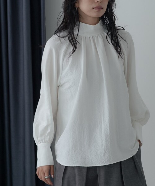 GALLEST（ギャレスト）の「ヴィンテージワッシャーハイネックブラウス（シャツ/ブラウス・レディース・オフホワイト/ダークグレー・38）」の16枚目の写真