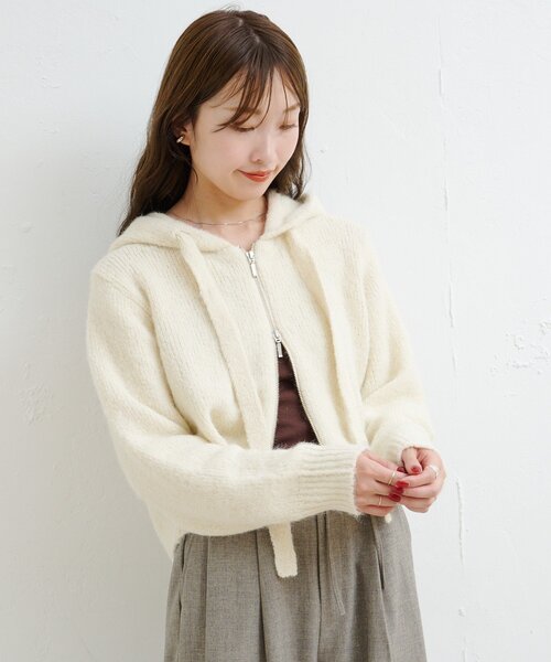 Kastane（カスタネ）の「【一部店舗限定】B ブークレニットパーカー（パーカー・レディース・アイボリー/グレー/ブラウン・FREE）」の6枚目の写真